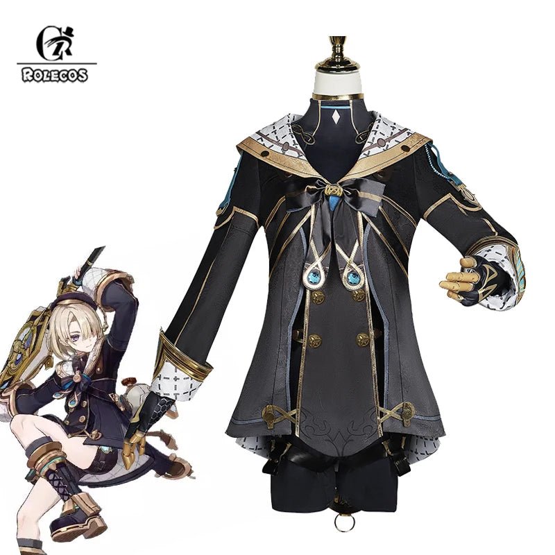 Costume Cosplay Genshin Impact Fontaine Freminet Uniforme de Magicien avec Chapeau pour Femmes
