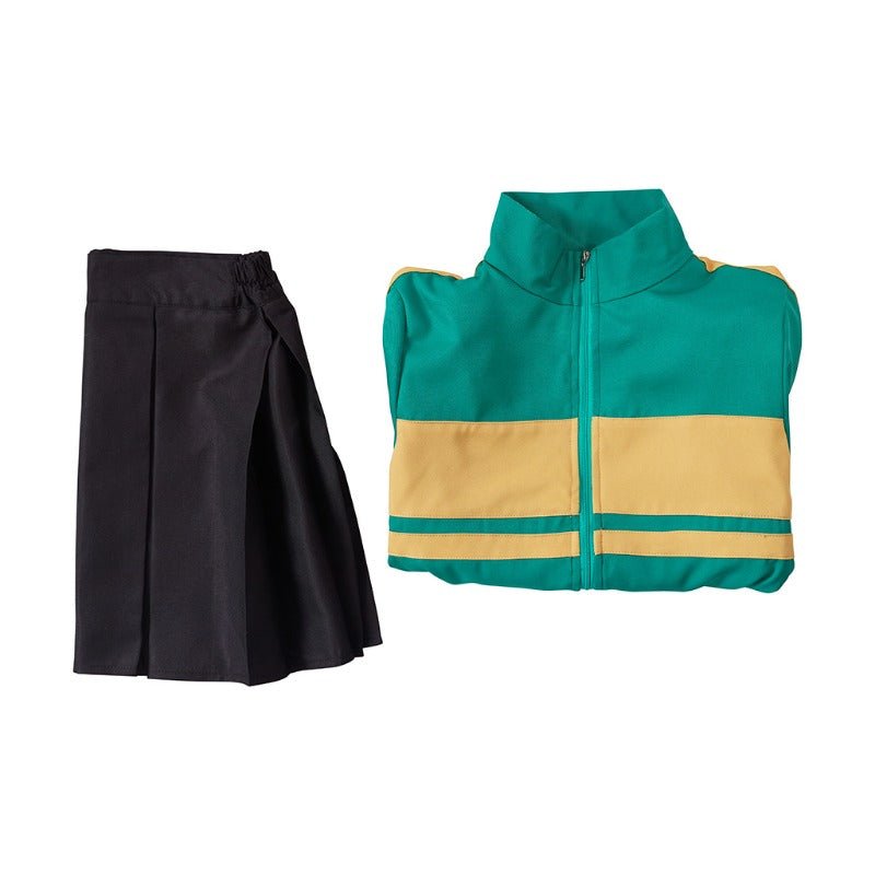 Costume Cosplay Scott Pilgrim Kim Pine Veste Verte & Jupe pour Femmes Tenue d'Halloween