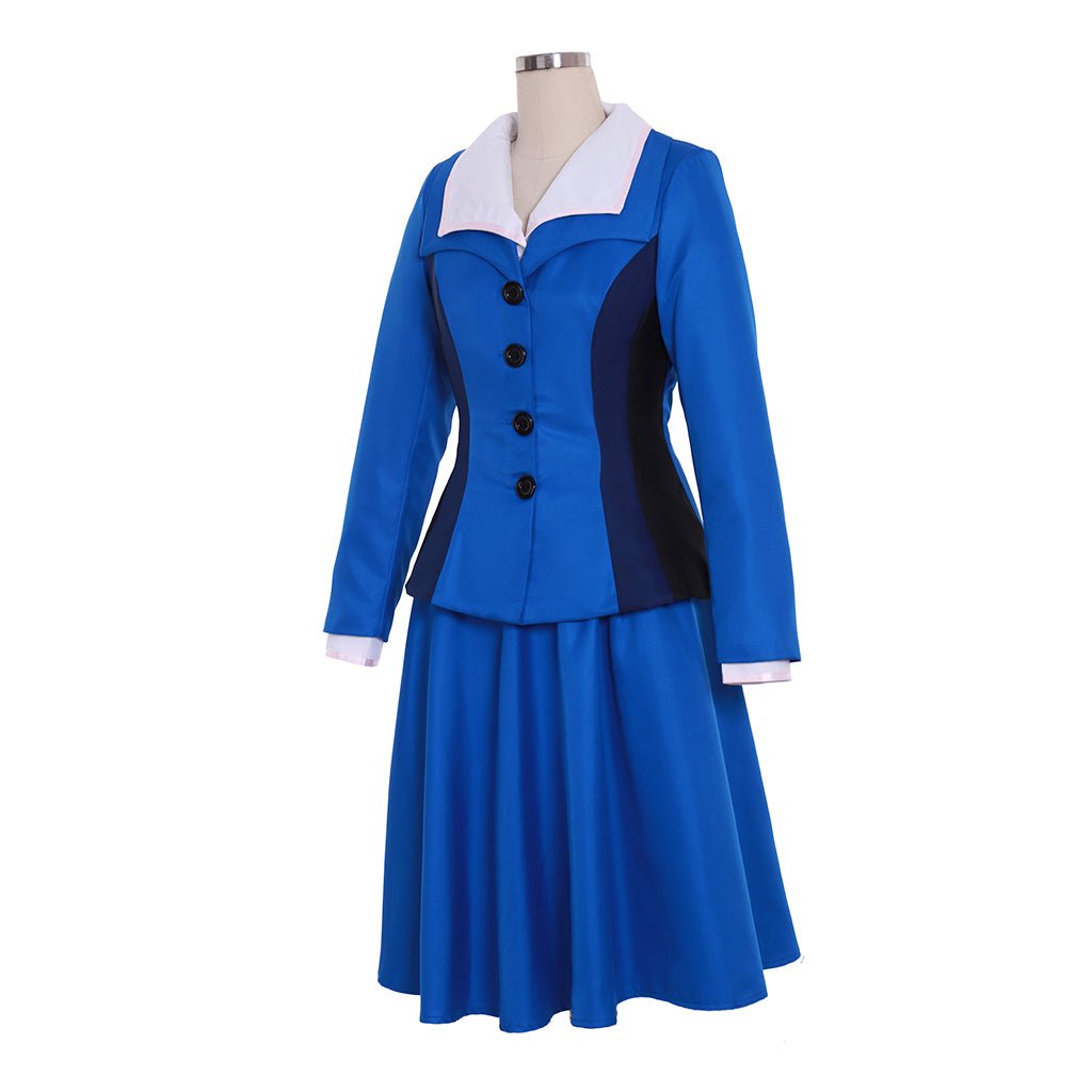 Costume Cosplay Peggy Carter Femme - 3 pièces Jupe Bleue Uniforme Marvel