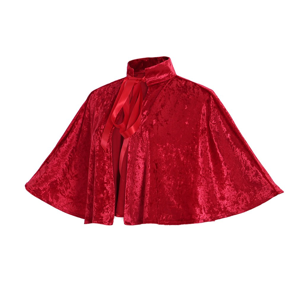 Capelet Gothique Lolita Victorien Rouge Steampunk pour Femmes – Élégante Mini Cape avec Col pour Cosplay et Mode