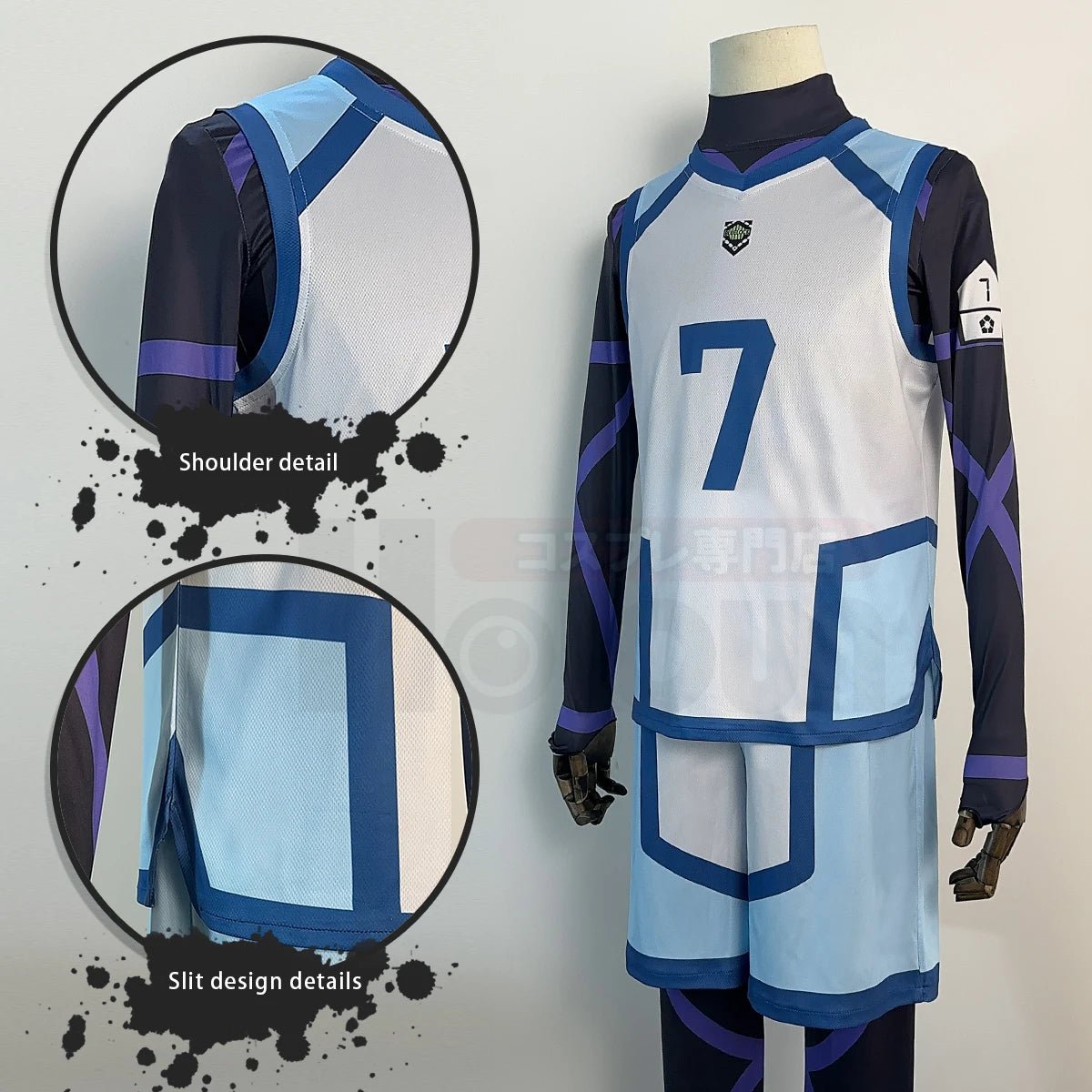 Costume Cosplay Nagi Blue Lock Saison 2 avec Wig et Maillot d'Entraînement NO.7