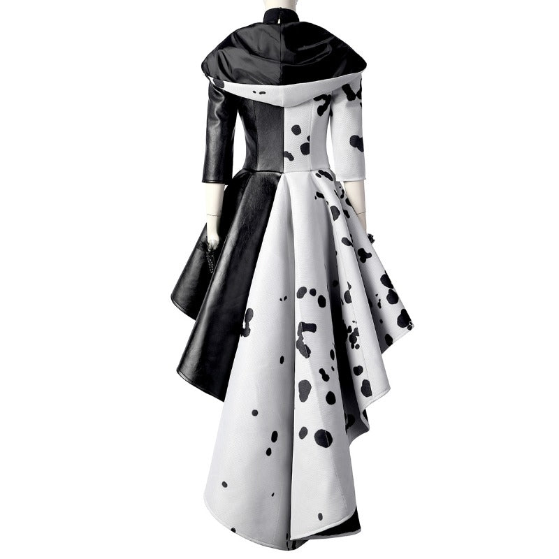 Manteau Cosplay Cruella De Vil - Costume de Vilain Disney Élégant pour Halloween et Fêtes