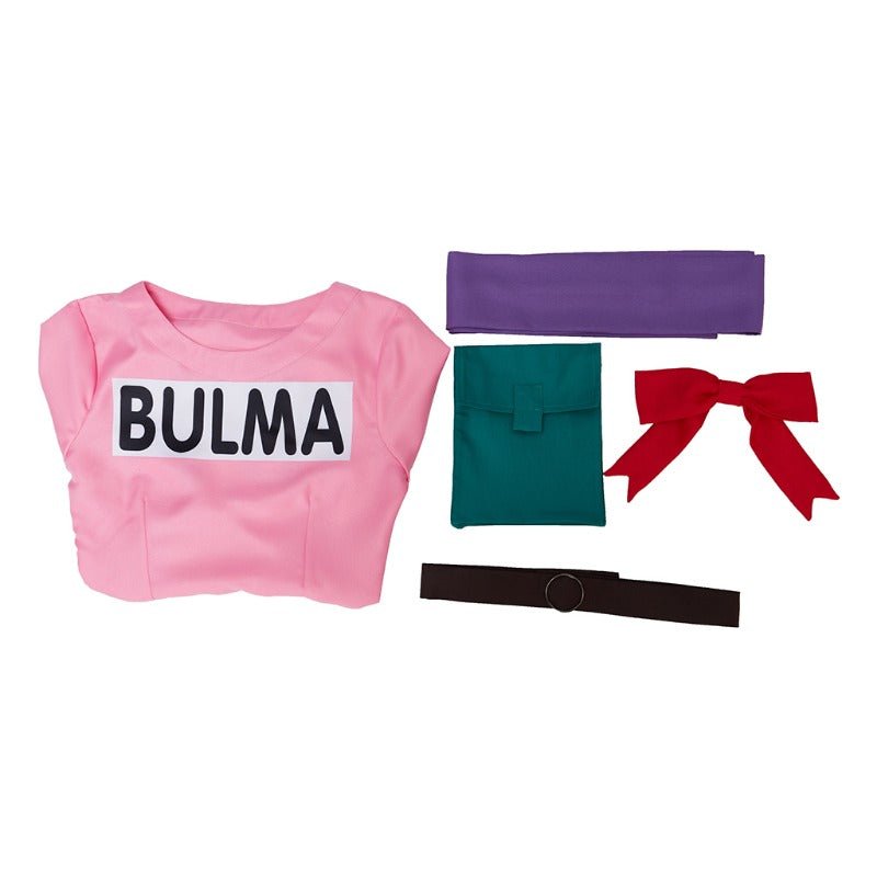 Costume Cosplay Bulma Dragon Ball Robe Rose avec Accessoires