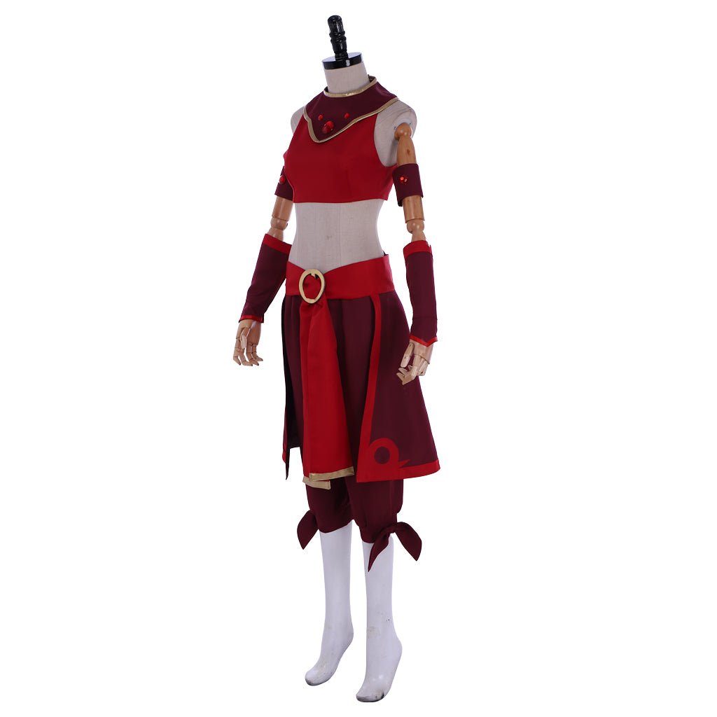 Costume Cosplay Avatar: Le Dernier Maître de l'Air - Guerrières Kyoshi Suki Nation du Feu Robe Rouge