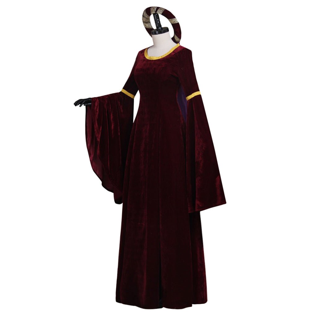 Robe Renaissance Rouge Foncé Médiévale Costume Cosplay pour Femme - Halloween Fête Carnaval