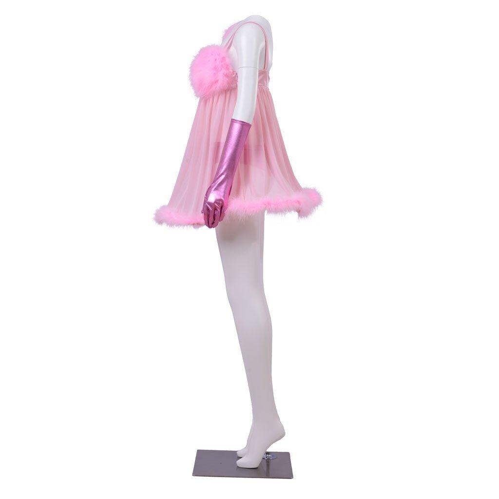Costume de Robot Femme Sexy Rose avec Lingerie à Plumes pour Cosplay