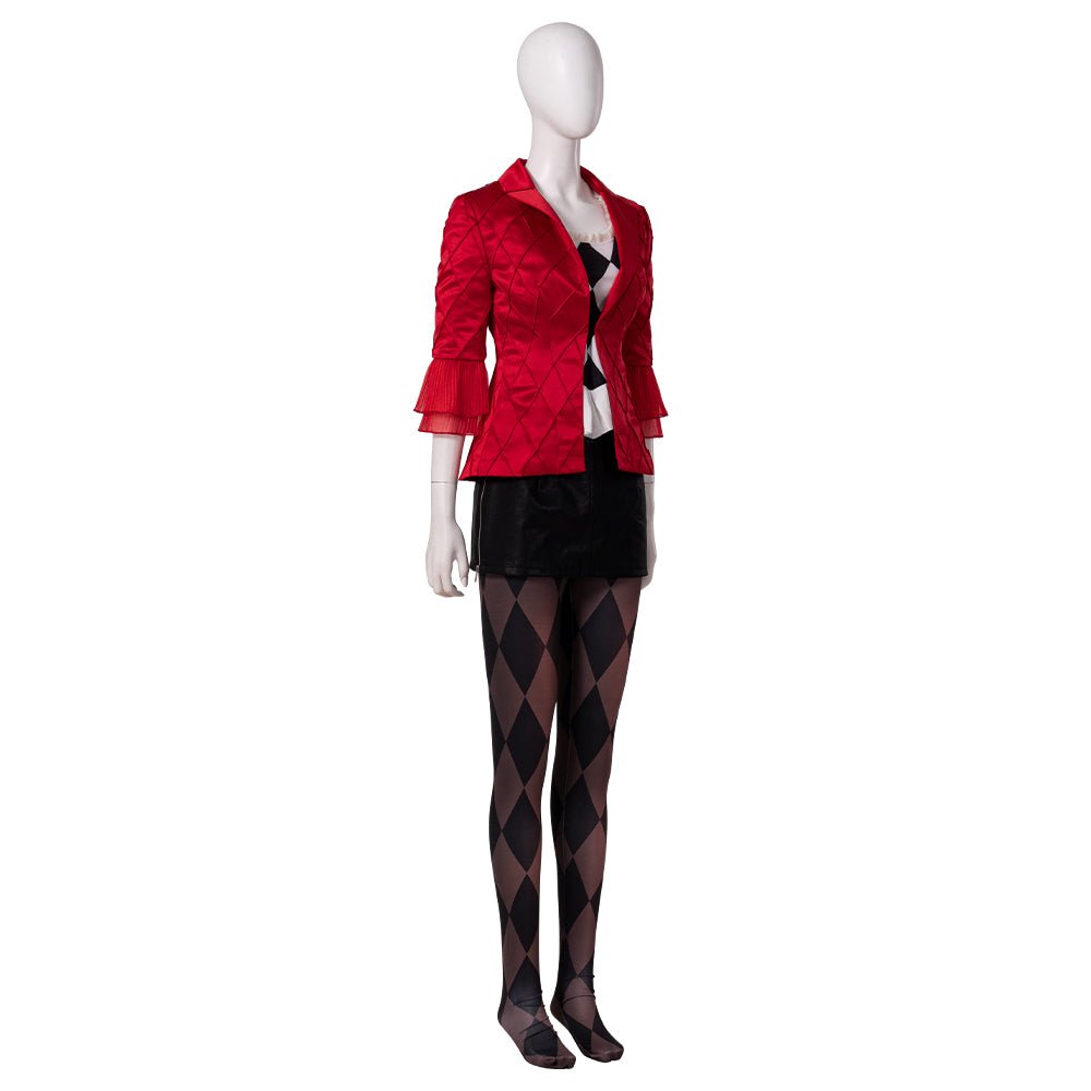Costume Cosplay Harley Quinn Joker 2 - Manteau Rouge & Jupe en Cuir pour Femmes