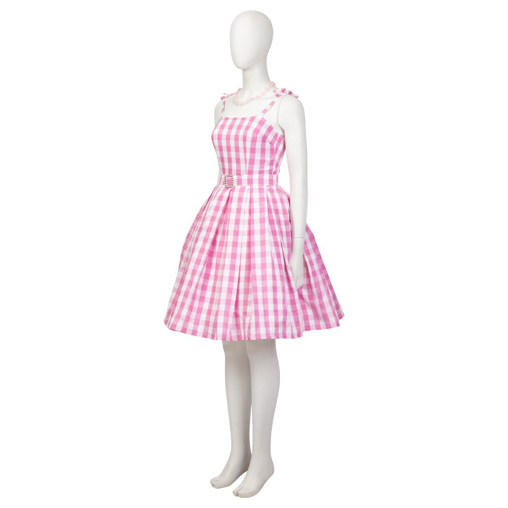 Robe de costume Barbie rose à carreaux pour femmes - Incarnez le style iconique