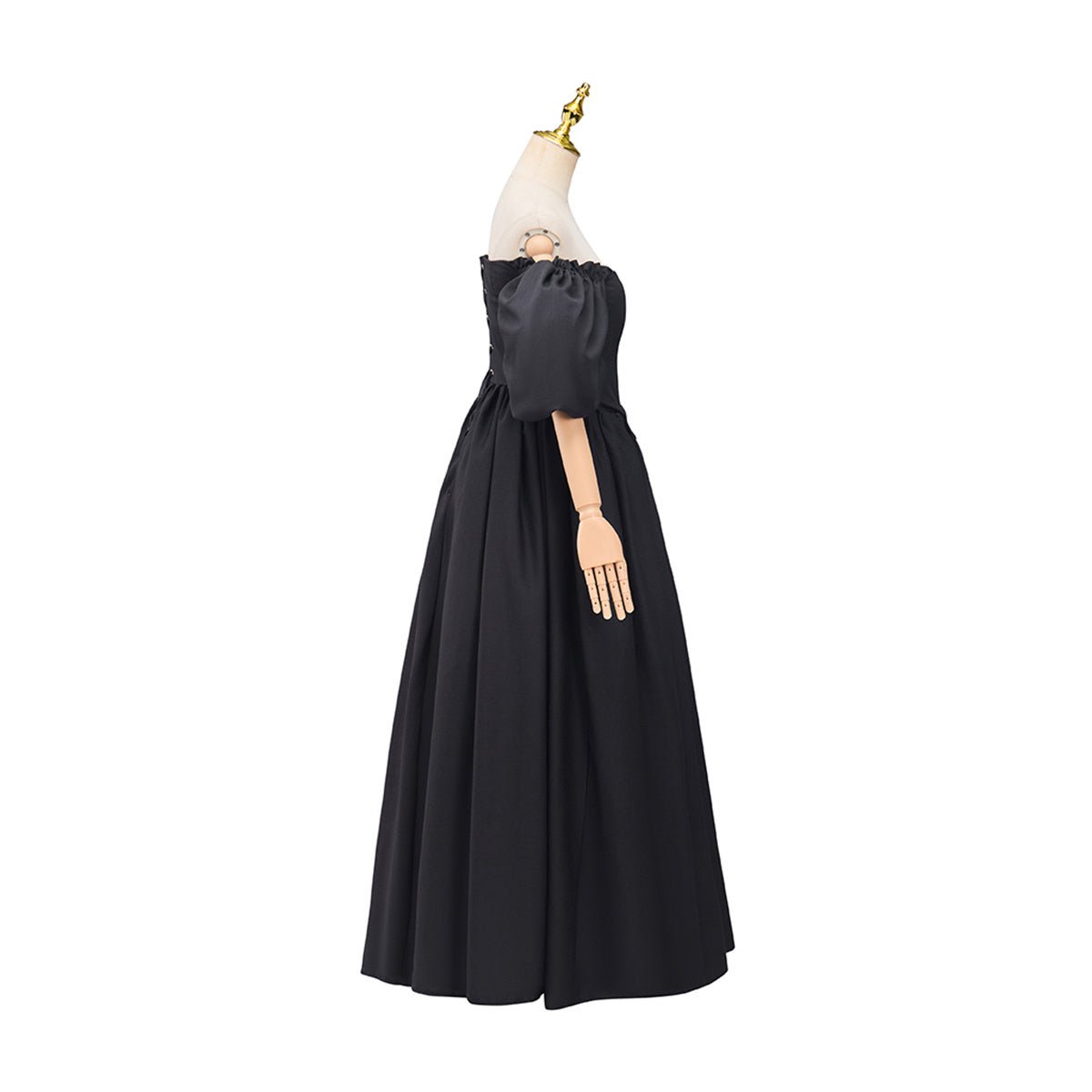 Robe Victoria Noir Épaule Dénudée – Costume Cosplay Gothique Victorien Élégant