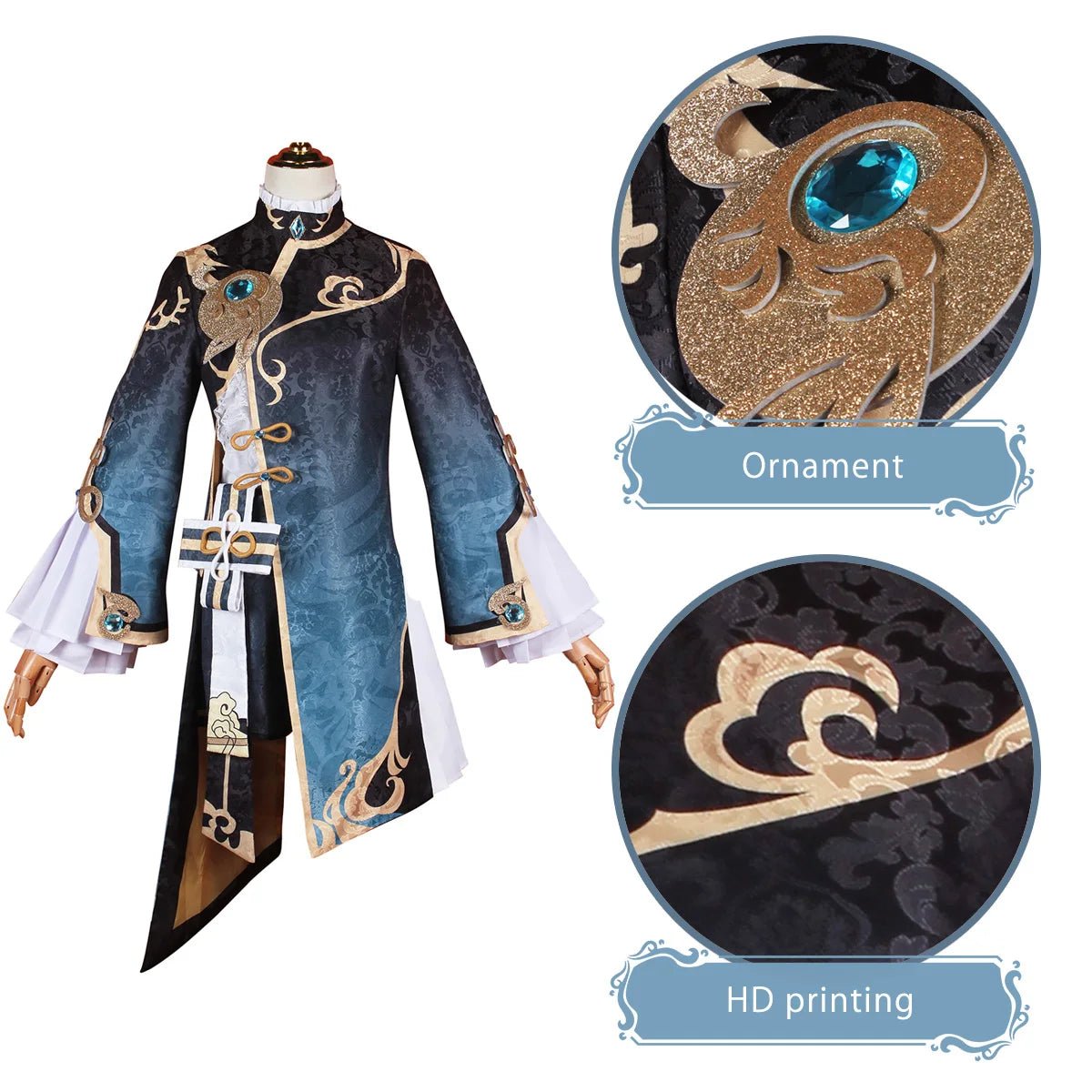 Perruque Cosplay Genshin Impact Xingqiu Accessoire Tête Xing Qiu Costume Fête Halloween Noël Drag Party Cadeau