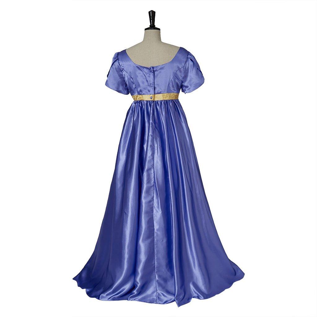 Robe Empire Médiévale Traditionnelle - Costume Cosplay Bridgerton en Soie Bleu-Violet