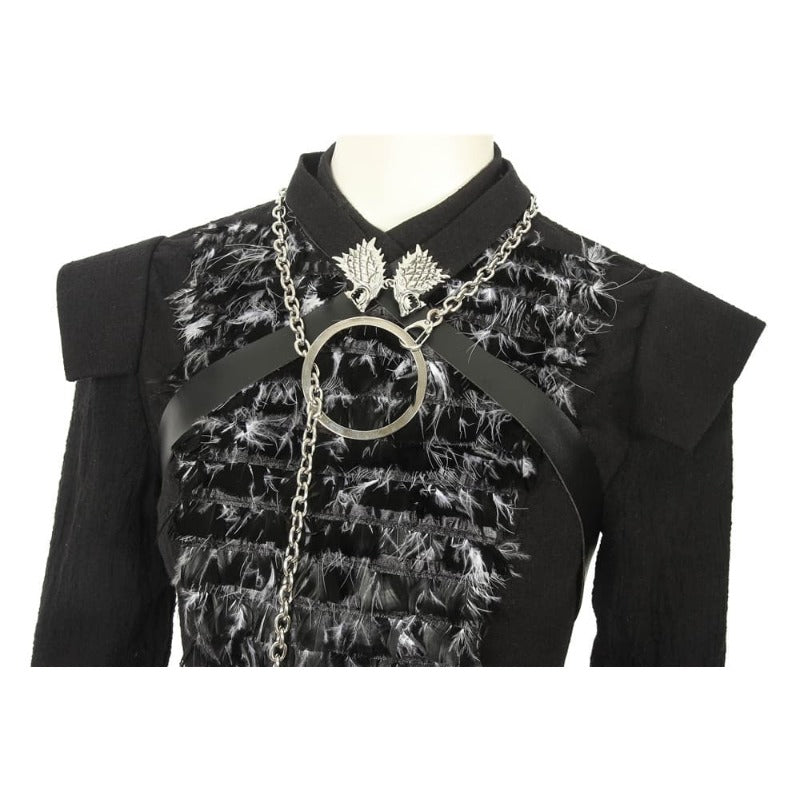 Costume Cosplay Sansa Stark Cape Hiver Col Fourrure Robe pour Femmes Halloween