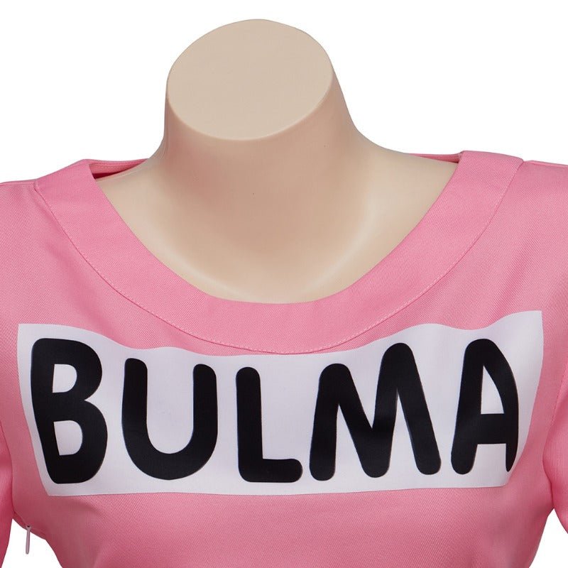 Costume Cosplay Bulma Dragon Ball Robe Rose avec Accessoires