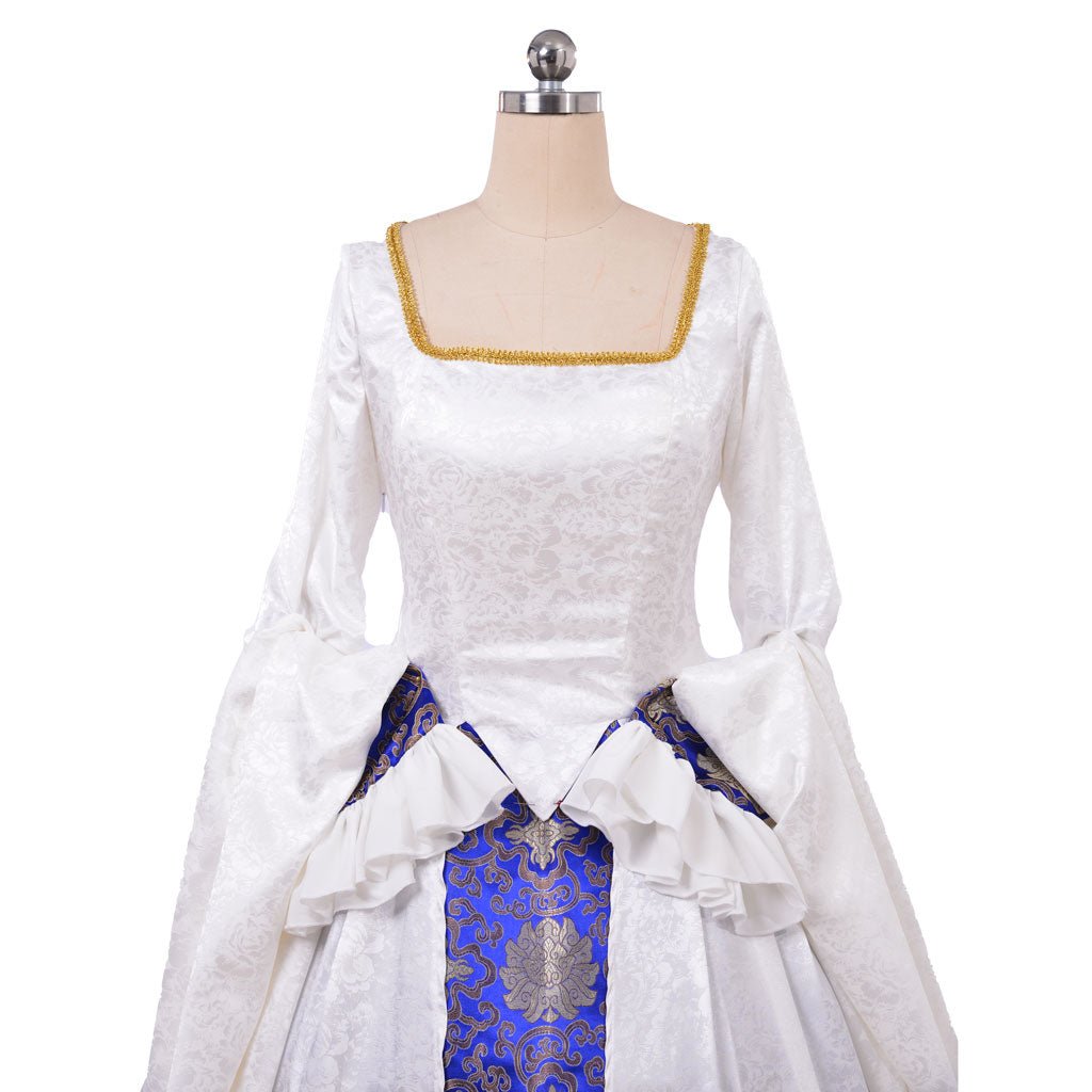 Robe Renaissance Tudor Femme | Reine Elizabeth I & Anne Boleyn Blanc | Costume Cosplay & Halloween