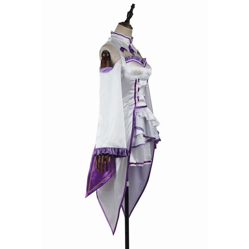 Costume Cosplay Emilia - Robe Anime Re:Zero avec Heaume pour Halloween et Fêtes