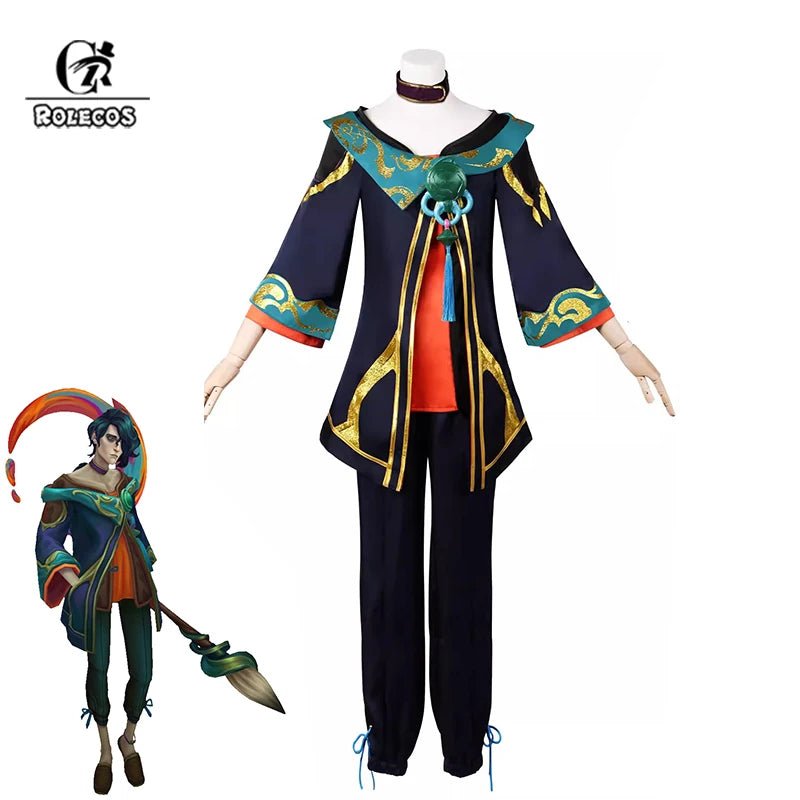 Costume Cosplay LOL Le Visionnaire Hwei Art Splash Lukai Hwei Champion Homme Ensemble Complet Halloween