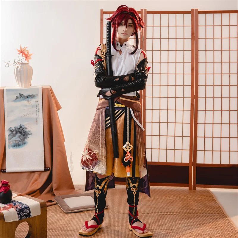 Costume Cosplay Shikanoin Heizou Genshin Impact Brun Homme - Ensemble Complet pour Halloween et Conventions