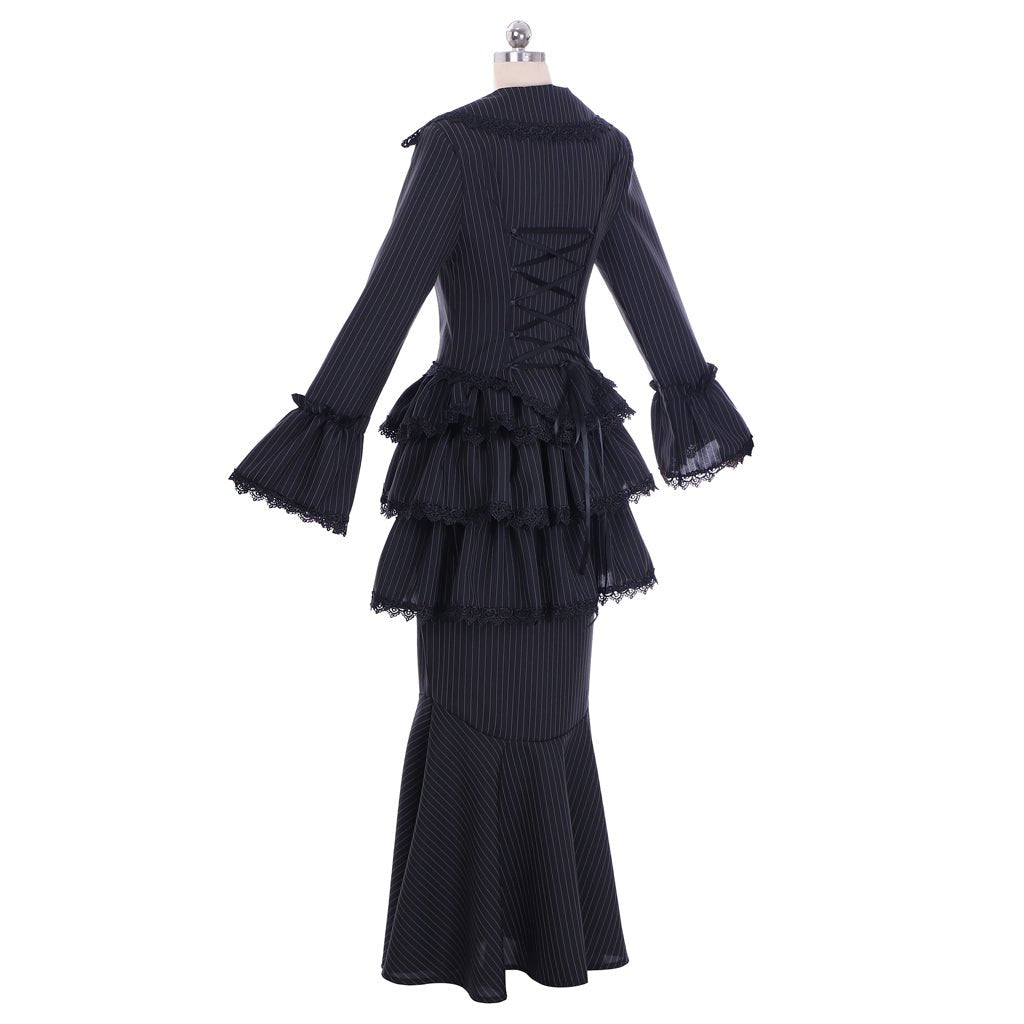 Robe Gothique Victorienne Noire avec Corset et Jupon Bustier | Costume Belle du Sud de la Guerre Civile
