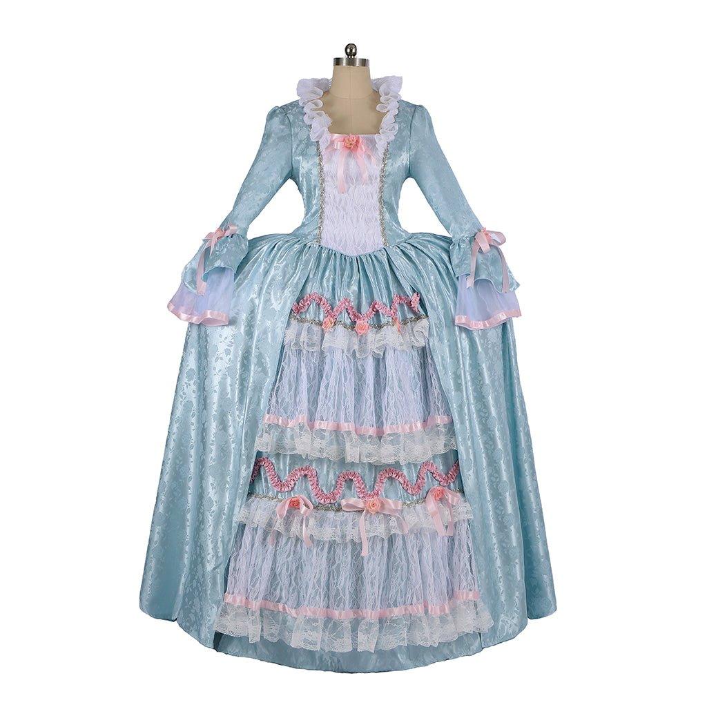 Robe Cosplay Marie Antoinette Femme | Robe de Bal Rococo Coloniale Bleue | Robe Médiévale Vintage pour Cosplay, Halloween, Soirée & Performance