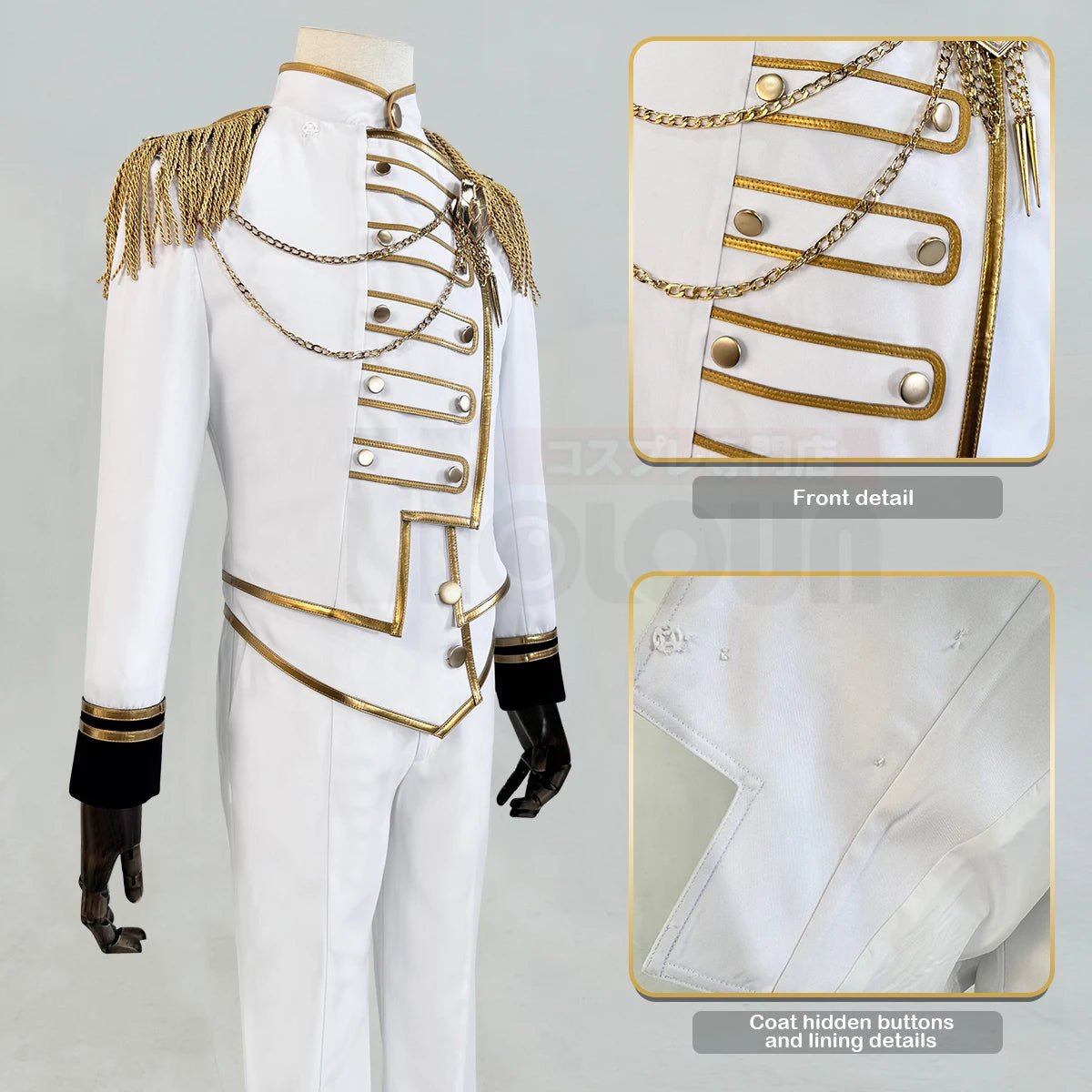 Costume Cosplay Reo Mikage de Blue Lock - Série Anges et Démons - Veste Pantalon Cape Blanche Rose Net