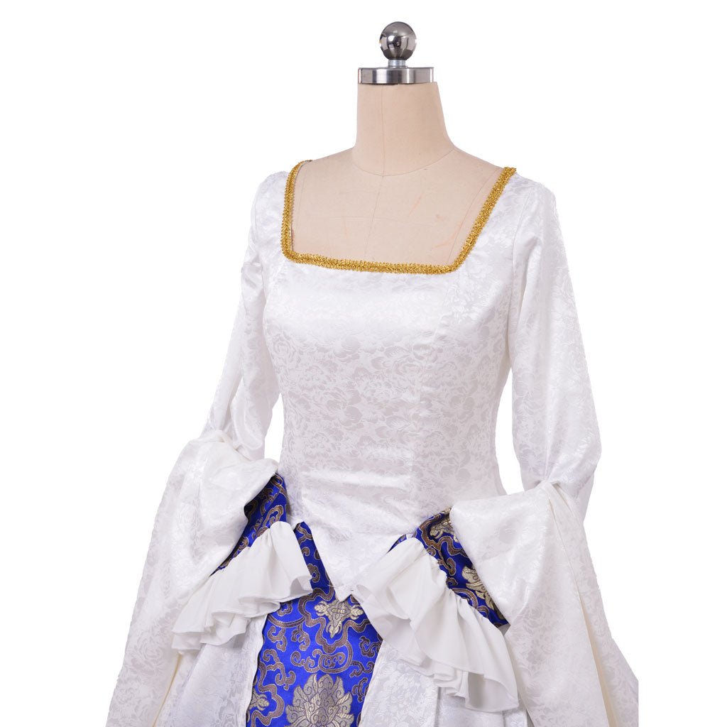 Robe Renaissance Tudor Femme | Reine Elizabeth I & Anne Boleyn Blanc | Costume Cosplay & Halloween