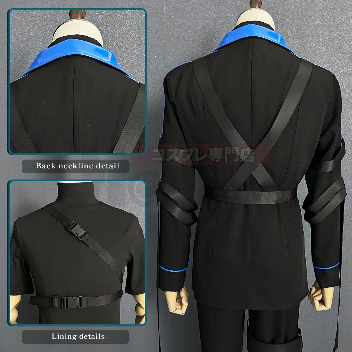 Costume Cosplay Chigiri Blue Lock Anime - Perruque, Veste, Pantalon Noir et Bleu