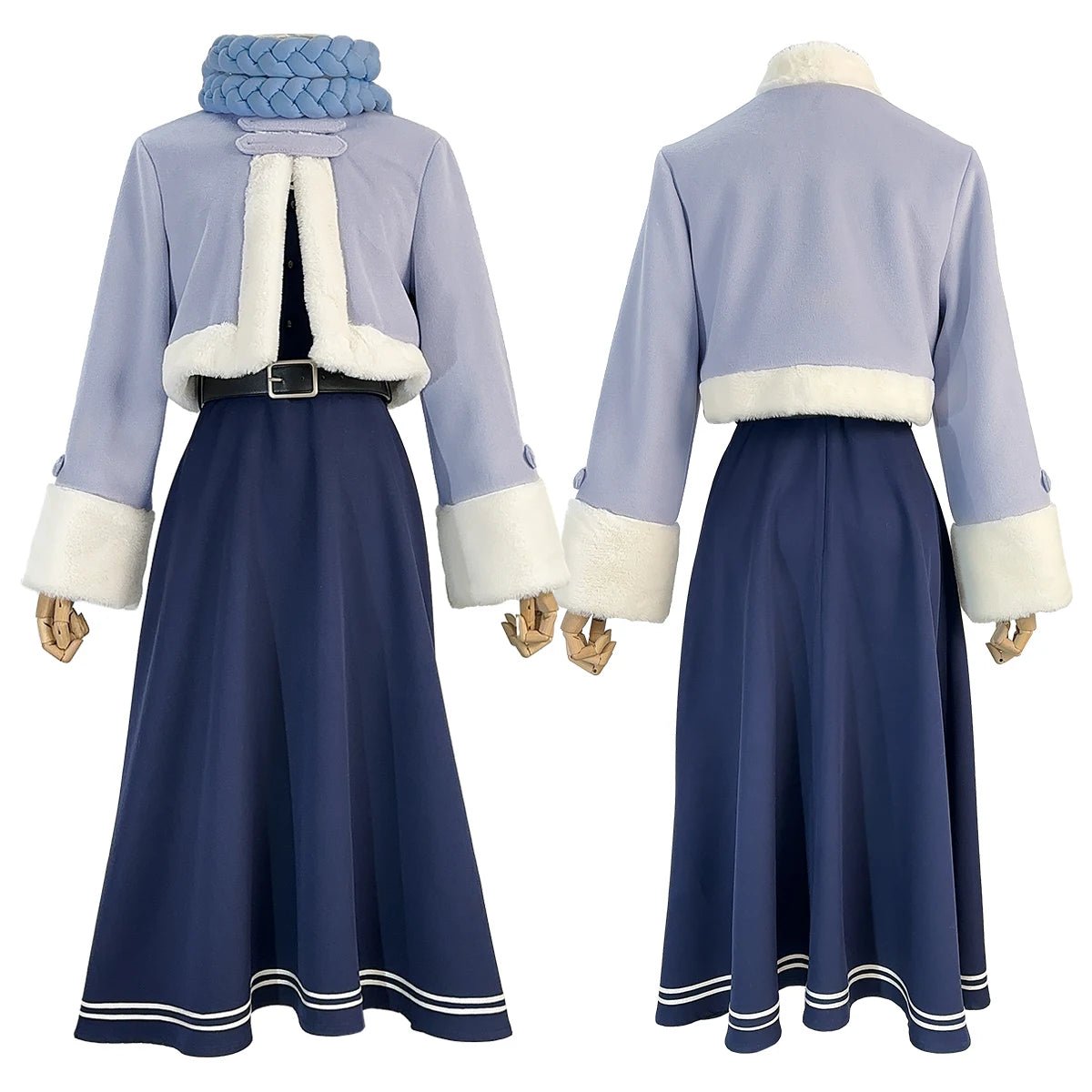 Costume Cosplay Fern de Frieren: Au-delà de la Fin du Voyage - Perruque, Veste d'Hiver, Robe - Cadeau Nouvel An