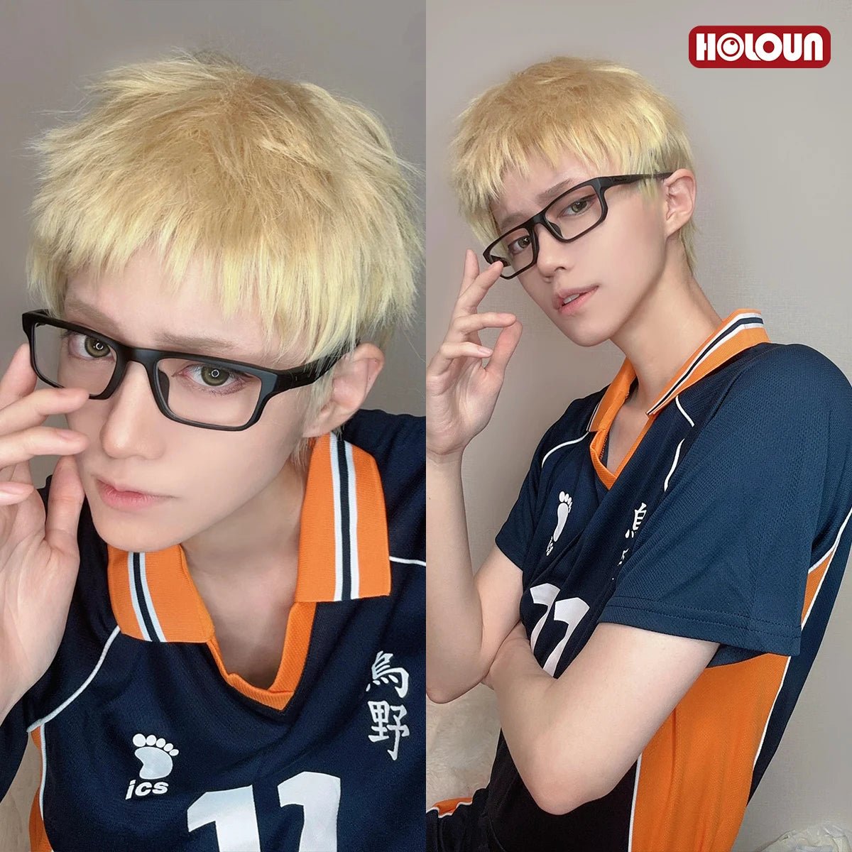 Costume Cosplay Tsukishima Kei Haikyuu Uniforme Volleyball Karasuno Perruque pour Fans d'Anime