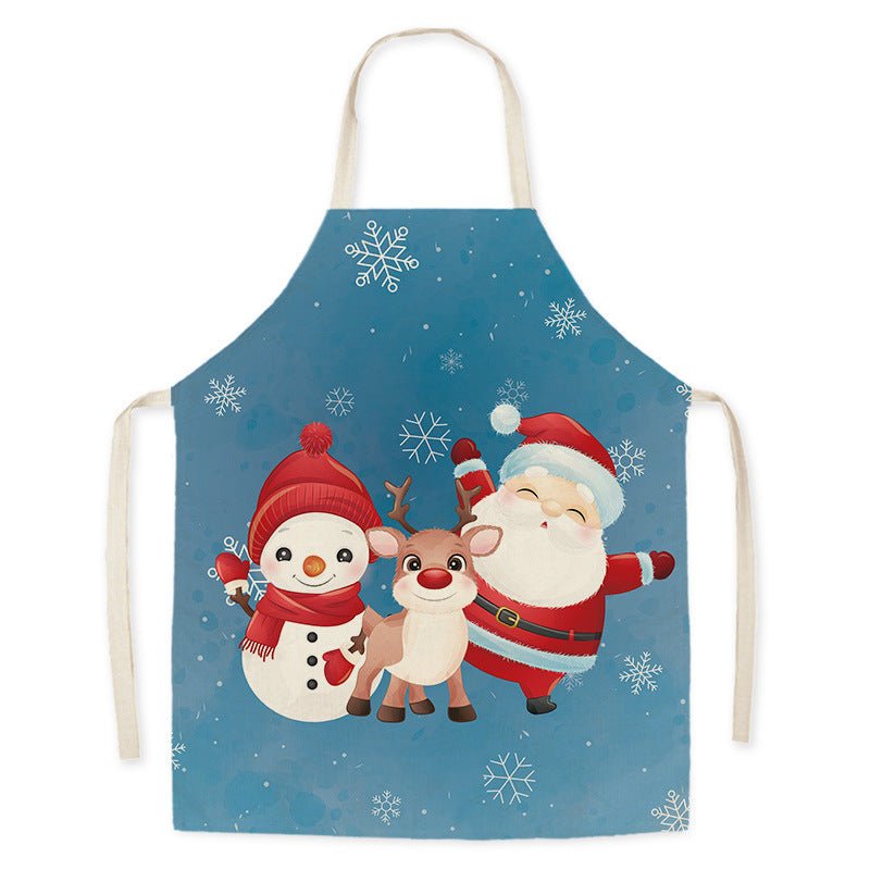 Tablier de cuisine imitation chanvre Santa Claus pour adultes, résistant aux taches et à l'huile, vêtements de travail pour hommes et femmes