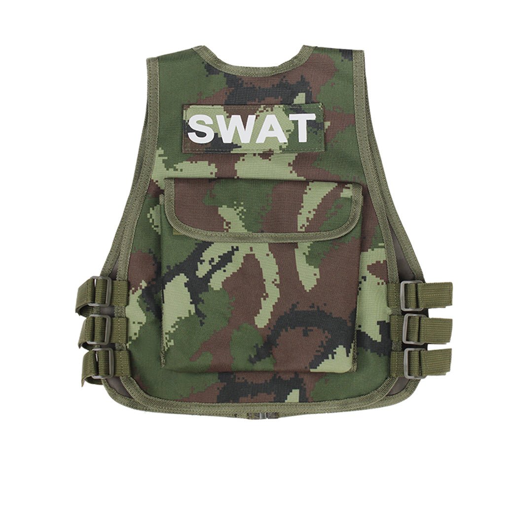 Gilet tactique Airsoft pour enfants, Veste de chasse camouflage, Costume cosplay tactique, Gilet de sniper pour jeux de guerre CS