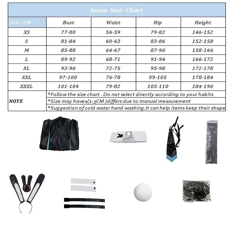 Costume Fille Lapin Ruan Mei Honkai Star Rail pour Femmes - Combinaison Uniforme Noir et Bleu