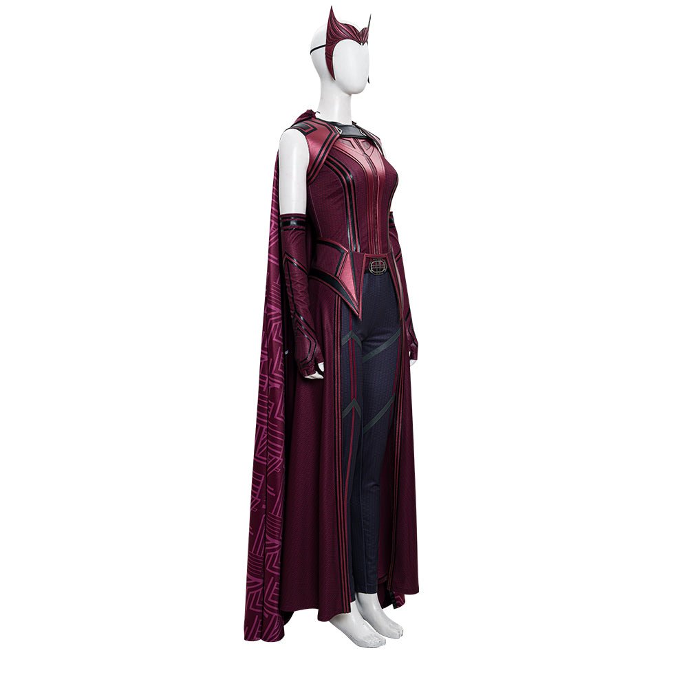 Costume Cosplay Wanda Maximoff Scarlet Witch pour Femmes - Robe Sorcière, Cape Rouge, Bottes, Costume Halloween