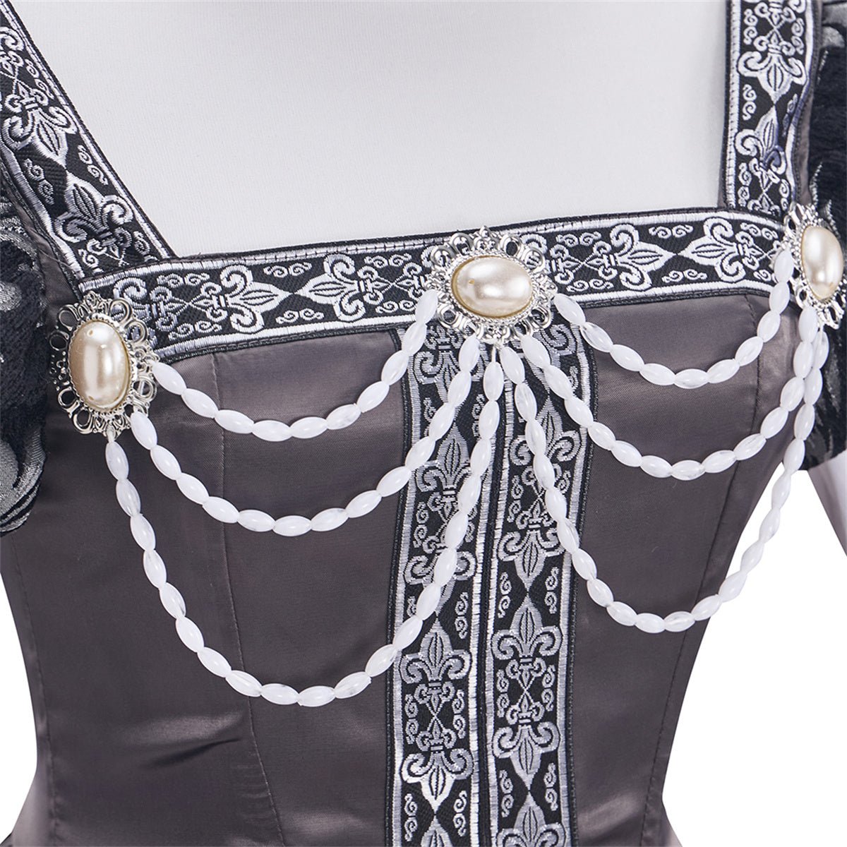 Robe Grise Tudor Costume Cosplay – Tenue Élégante d'Anime pour Jeu de Rôle