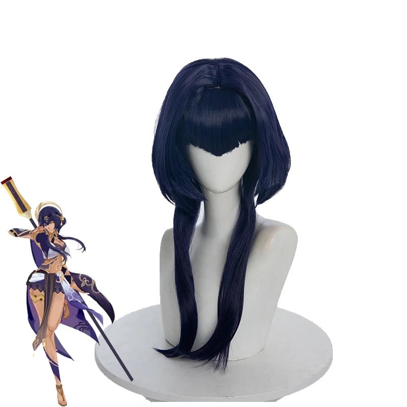 Perruque Cosplay Candace Genshin Impact Bleu Foncé Violet Droit - Perruques Synthétiques Résistantes à la Chaleur pour Femmes