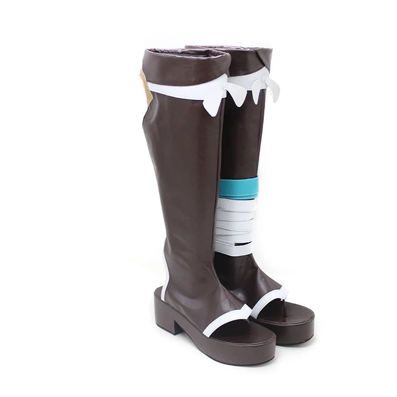 Jeu Genshin Impact Gorou Chaussures Cosplay Bottes Hautes Cosplay Gorou Chaussures Noires pour Femmes et Hommes Chaussures Cosplay Halloween