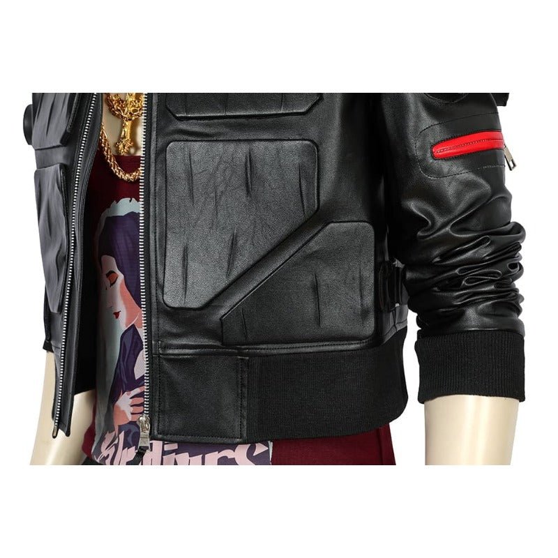 Costume Cosplay Jackie 2077 en Cuir Artificiel Combinaison Noire pour Halloween & Fêtes