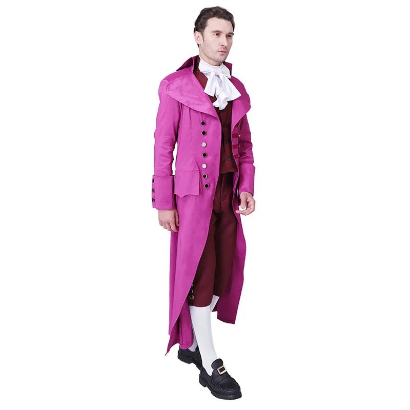 Costume Cosplay Homme Médiéval Rose Rouge - Veste et Pantalon de Cour Européenne | Uniforme Royal