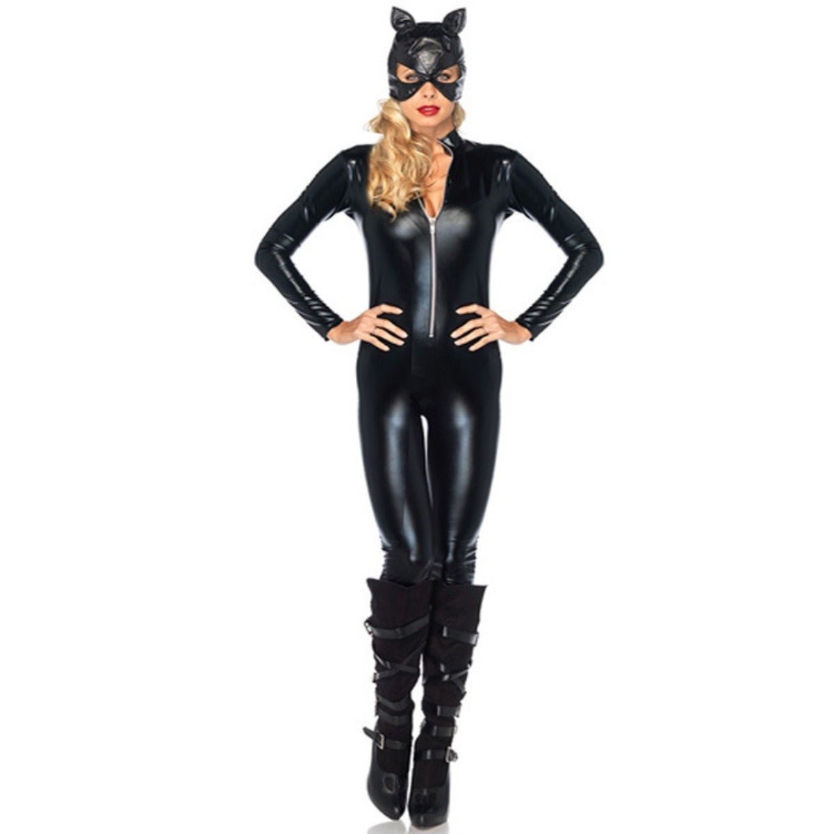 Costume Halloween Catwoman - Combinaison en Cuir Brillant Batwoman pour Cosplay et Spectacle