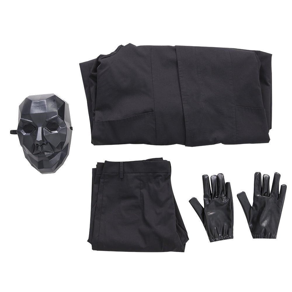 Costume Homme Masque Noir Squid Game – Costume Noir à Capuche Inspiré de la Série TV pour Cosplay