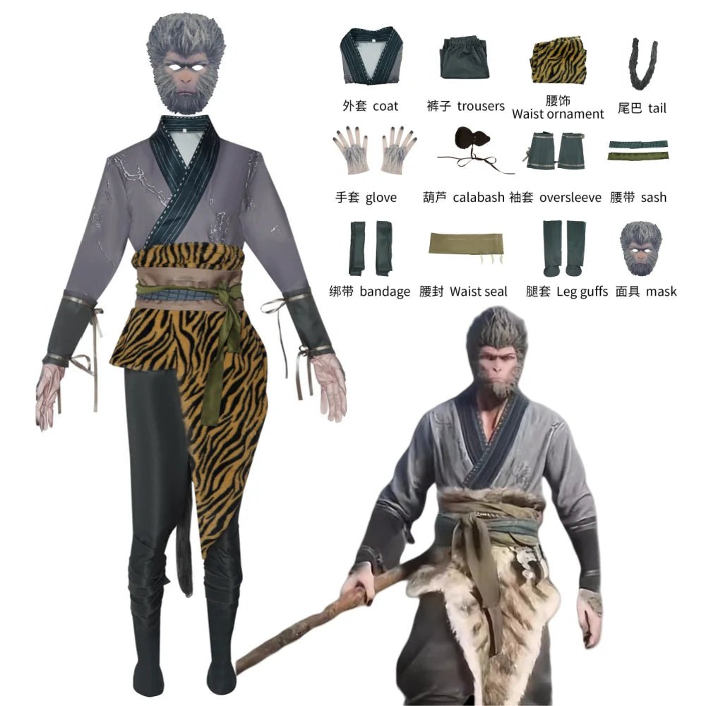 Costume Cosplay Black Myth: Wukong | Le Destiné Guerrier Masqué pour Halloween & Expos Anime