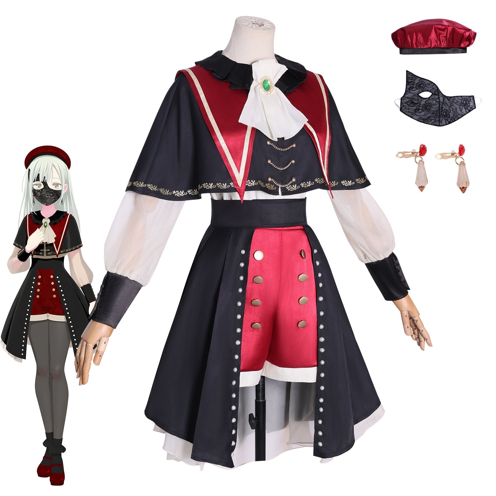 Costume Cosplay BanG Dream! Ave Mujica Wakana Mutsumi - Tenue Gothique