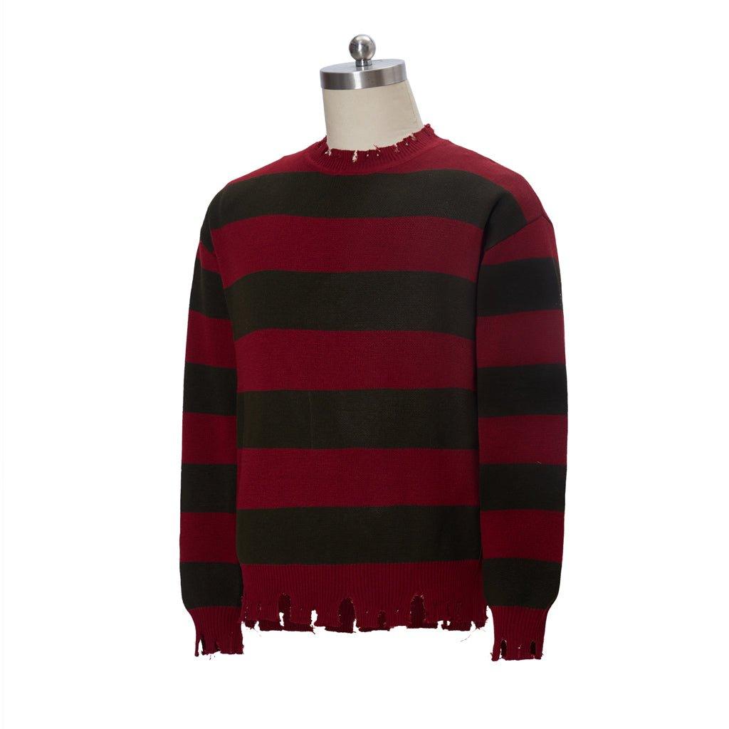 Pull Cosplay Freddy Krueger | Film Rue de l'Angoisse Pull Rayé Rouge | Tricot Unisexe pour Hommes et Femmes