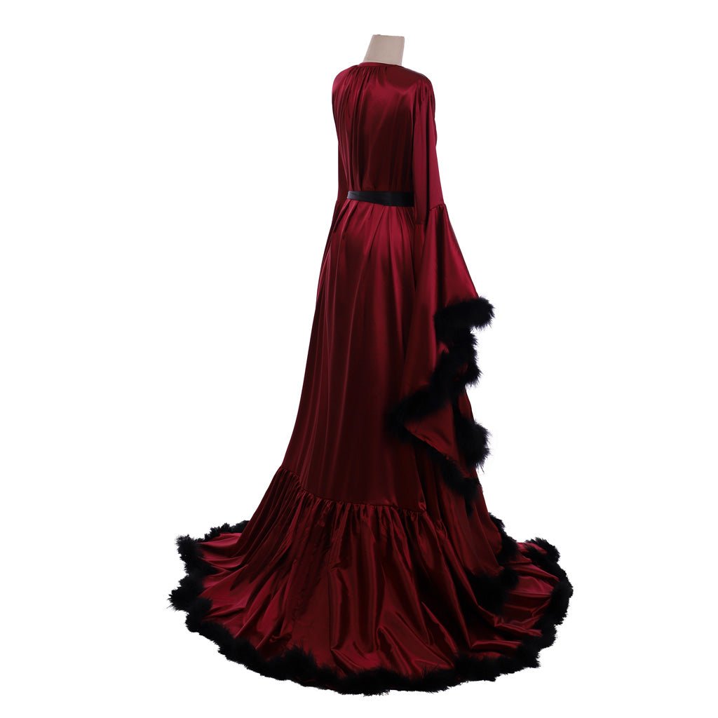 Pyjama Rétro Rouge Boudoir Nuptial pour Femmes - Robe de Soirée Élégante