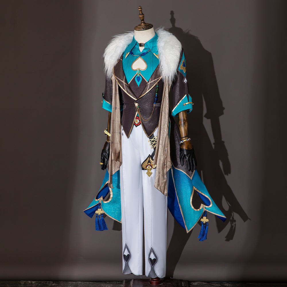 Costume Cosplay Aventurine Honkai Star Rail avec Perruque et Boucles d'Oreilles | Accessoires de Cosplay pour Hommes