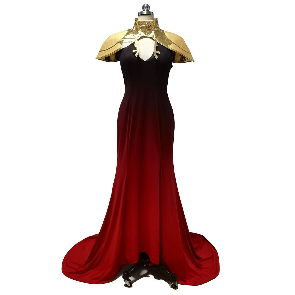 Costume Cosplay Carmilla de Castlevania - Robe Cérémoniale Rouge avec Longue Perruque Blanche