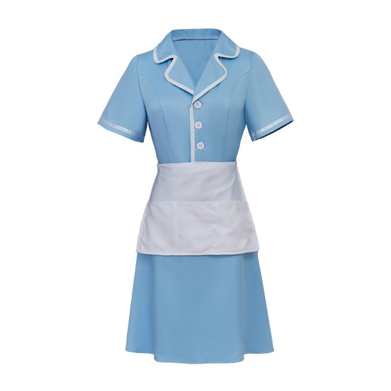 Costume Cosplay Inspiré de Waitress the Musical – Robe de Serveuse Bleue avec Tablier pour Femmes