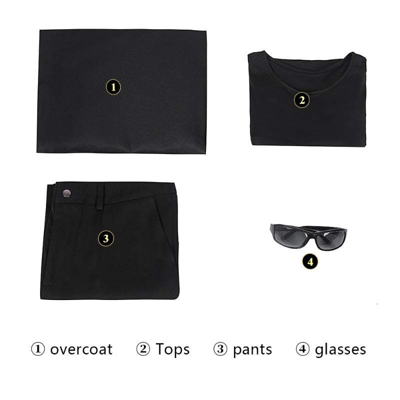 Costume Neo de Matrix Resurrections Manteau et Pantalon pour Halloween Cosplay