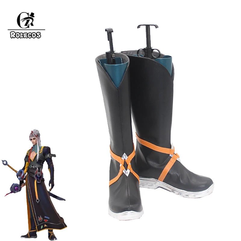 Chaussures Cosplay Yone Heartsteel de LOL pour Hommes, Bottes Hautes à Fermeture Éclair pour Fête d'Halloween