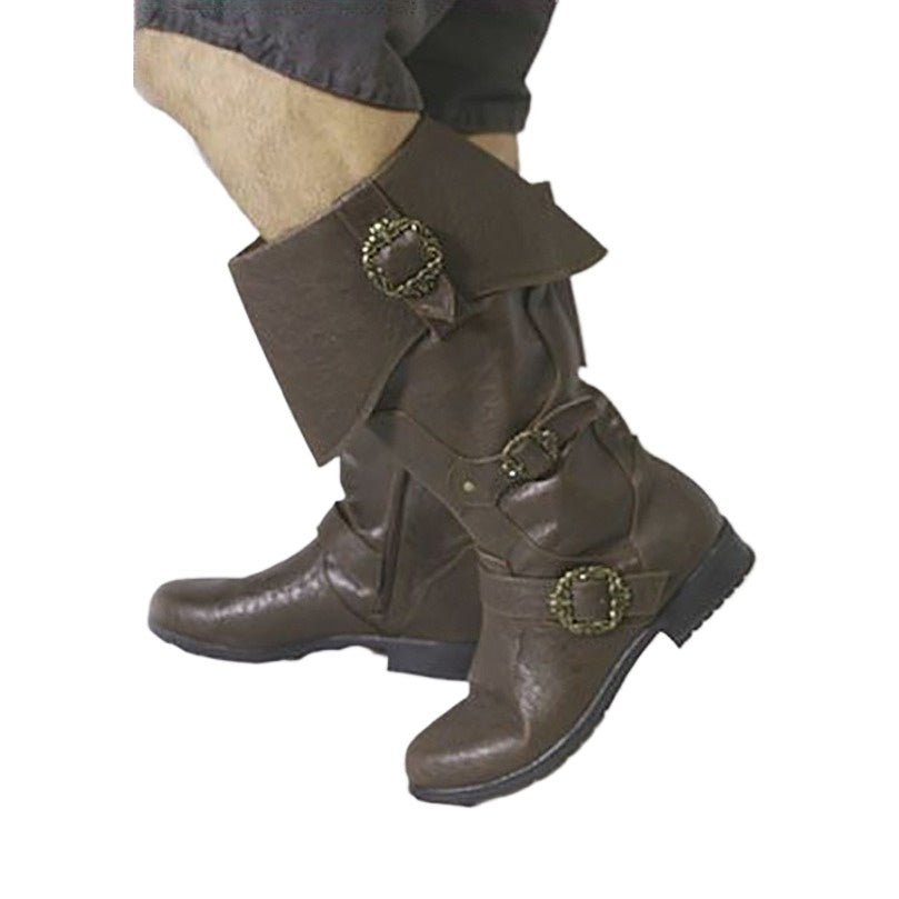 Bottes de Chevalier Renaissance Longue Tige en Cuir PU pour Cosplay Viking Pirate