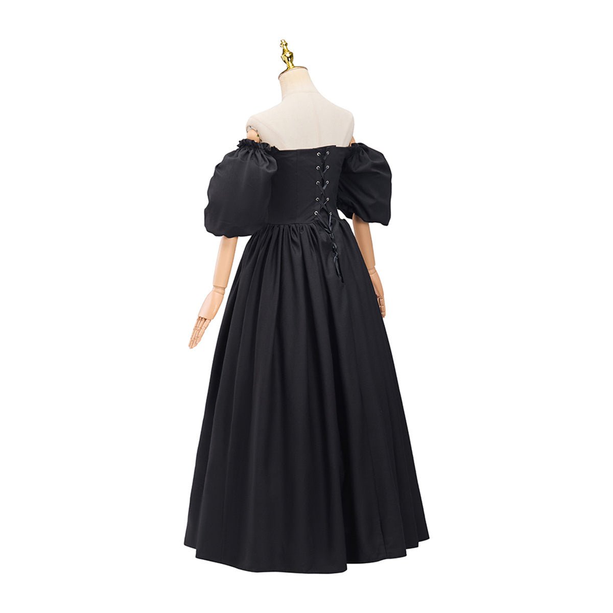 Robe Victoria Noir Épaule Dénudée – Costume Cosplay Gothique Victorien Élégant